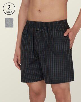 Pack of 2 Checked Boxers with Elasticated Waist