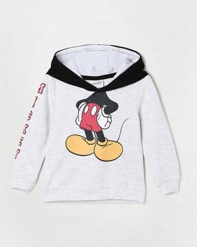 Mickey Mouse Print Hooded Sweatshirt