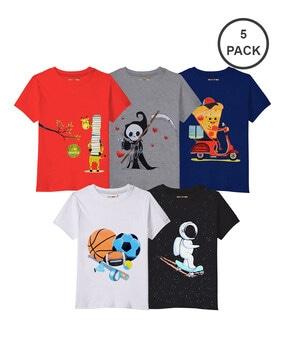 Pack of 5 Cartoon Print T-shirt