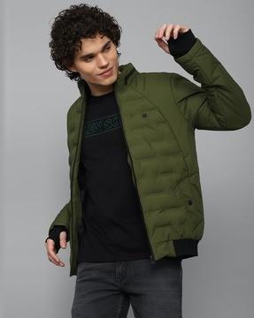 Quilted Zip-Front Jacket with Ribbed Hems
