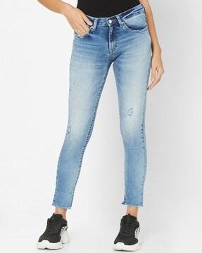 Ankle-Length Distressed Super Skinny Jeans
