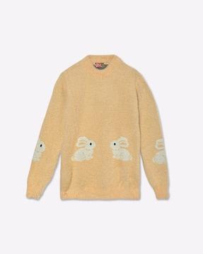 Intarsia-Knit Crew-Neck Sweater
