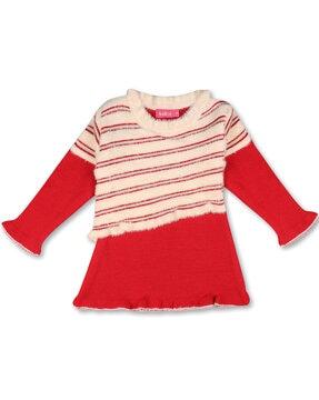 striped-round-neck-sweater-dress