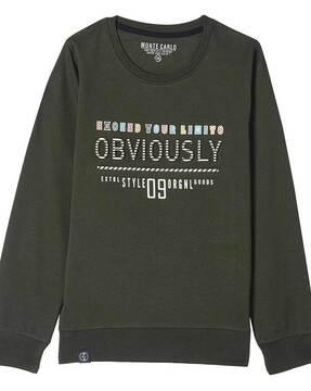 Typographic Print Crew-Neck Sweatshirt