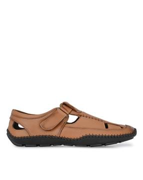 perforated-round-toe-leather-sandals