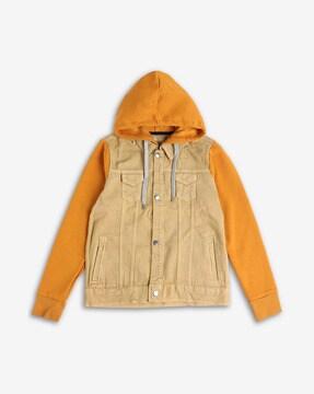 Colourblock Hooded Denim Jacket