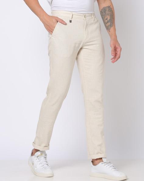 Striped Slim Fit Flat-Front Chinos