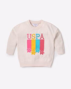 Intarsia Brand Embroidered Round-Neck Sweatshirt