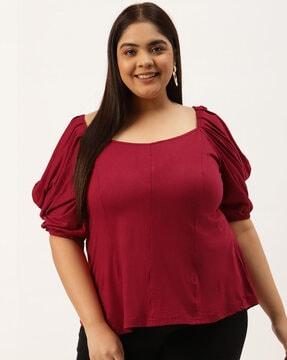 square-neck-top-with-pleated-sleeves