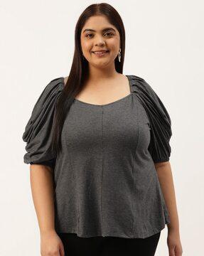 square-neck-top-with-pleated-sleeves