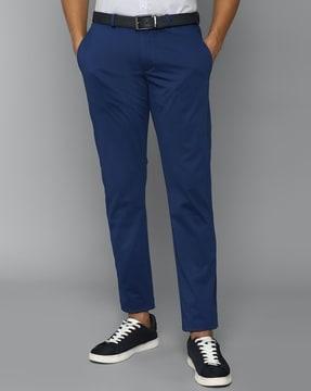 Solid Mid Rise Trousers & Pants