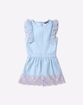 Schifilli Embroidered Playsuit with Ruffles