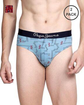 Pack of 2 Printed Briefs with Elasticated Waist