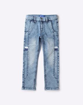 Heavy-Wash Straight Fit Jeans