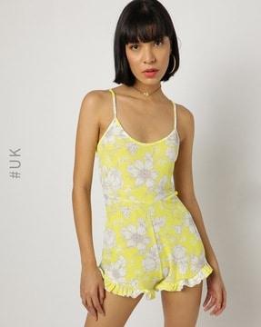 floral-print-strappy-playsuit