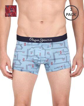 Pack of 2 Printed Trunks with Elasticated Waist
