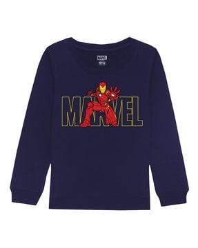 marvel-print-sweatshirt-with-ribbed-hems