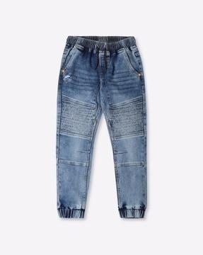 Heavily Washed Straight Fit Jogger Jeans