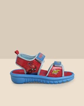 Spiderman Print Flat Sandals with Velcro Fastening