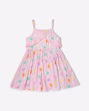 Polka-Dot Print Strappy Fit & Flare Dress