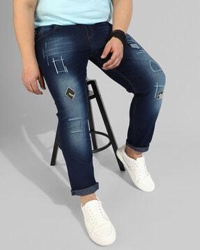 Graphic Print Stretchable Jeans