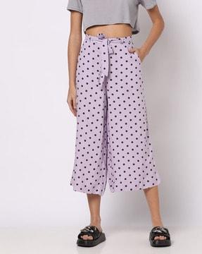 Polka-Dot Print Culottes with Insert Pockets