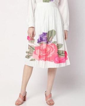 Floral Print Flared Skirt