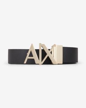 Reversible Belt with Metal Logo Accent