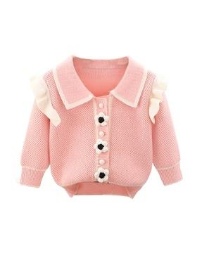 Knitted Cardigan with Ruffles