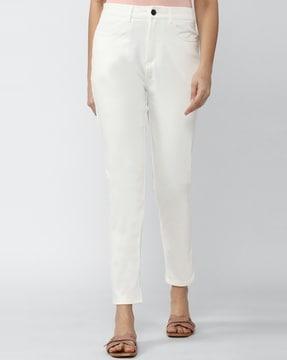 Ankle-Length Flat-Front Trousers