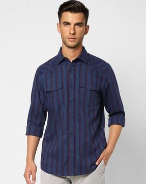 Striped Shirt with Flap Pockets