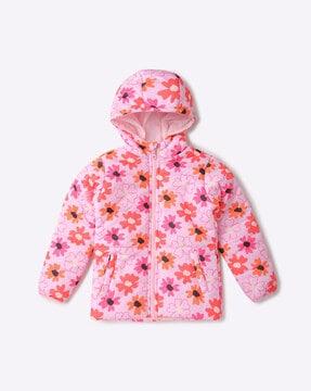 Floral Print Hooded Puffer Jacket