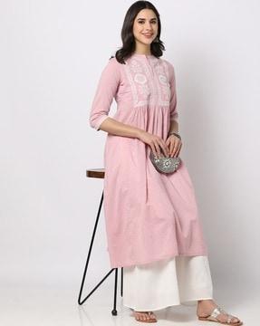 A-Line Dress with Embroidered Yoke