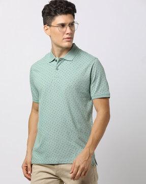 Geometric Print Polo T-Shirt