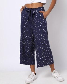 Printed Culottes with Waist Tie-Up