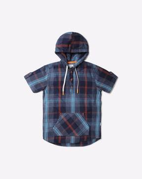 Checked Hooded Cotton Shirt