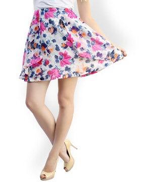 Floral Print A-Line Skirt
