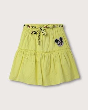 Straight Skirt with Mickey Mouse Applique
