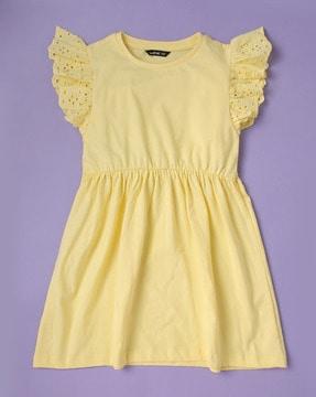 Schiffli Embroidered A-Line Dress
