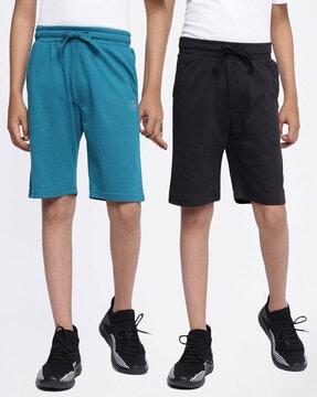 pack-of-2-knit-shorts-with-logo-print