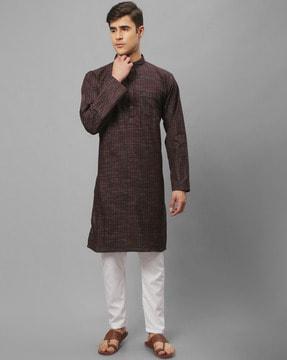 checked-long-kurta-with-patch-pocket