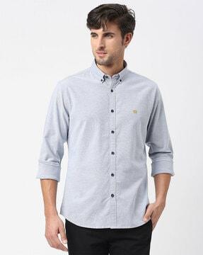 Slim Fit Shirt with Brand Embroidery