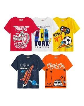 Pack of 5 Typographic Print T-Shirts