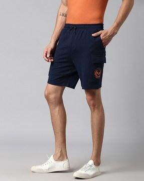 Mid-Rise Flat-Front Cargo Shorts