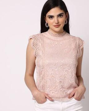 Embroidered Round-Neck Top