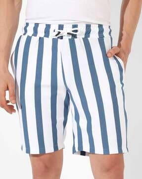 Striped Knit Shorts with Drawstrings