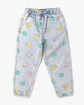 printed-jeans-with-elasticated-waist