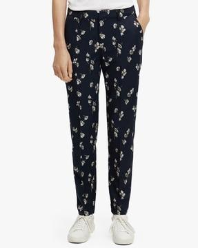 Lowry Embroidered Slim Fit Flat-Front Trousers