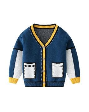 Button-Front Cardigan with Patch Pockets