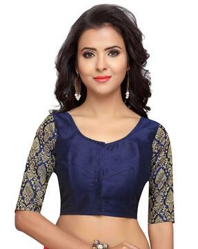 zari-woven-front-open-blouse-with-tie-up